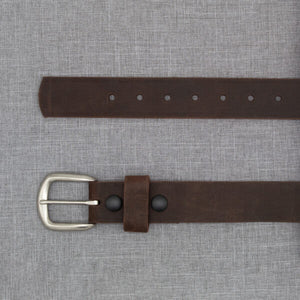 202 – 1.5″ Top Grain Leather Smooth No Line Casual Belt with Domed Tip, Smooth Wide Loop and Snap Off Harness Buckle