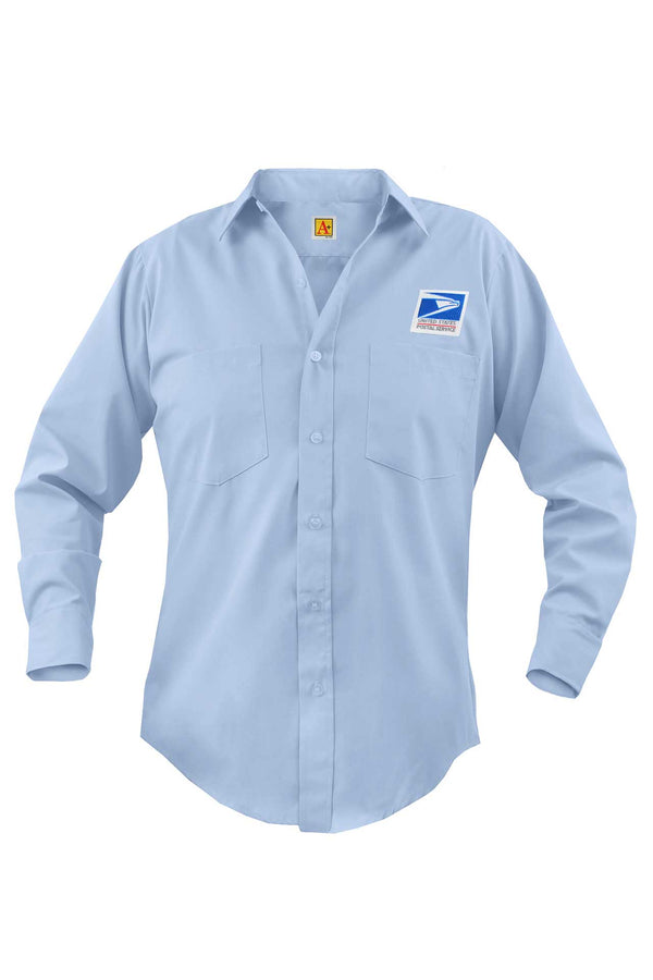 MEN'S Long sleeve, pointed collar, 2 pockets, double yoke back, 65% polyester / 35% cotton.