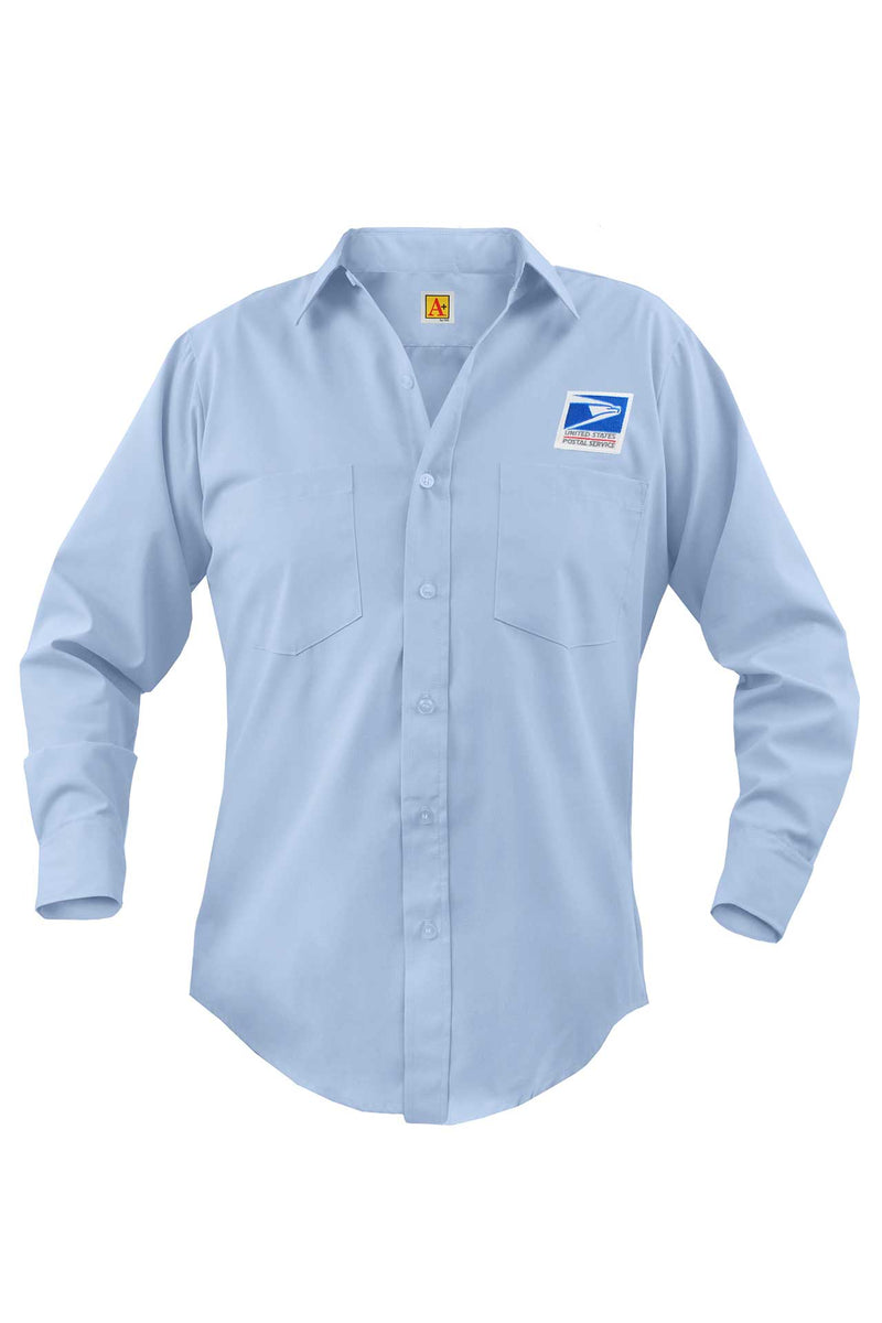 MEN'S Long sleeve, pointed collar, 2 pockets, double yoke back, 65% polyester / 35% cotton.