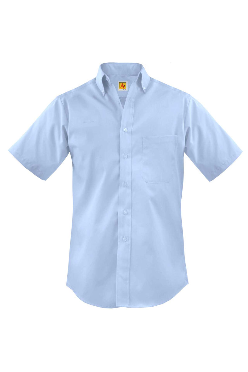 MEN'S Postal dress shirt, short sleeve, pointed button down collar with one pocket.