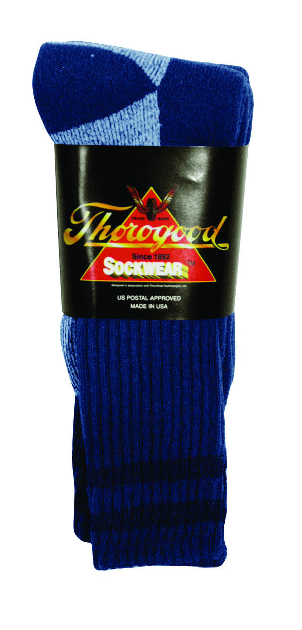 Thorogood 3-Pack Crew Socks Postal Blue with Navy Stripes