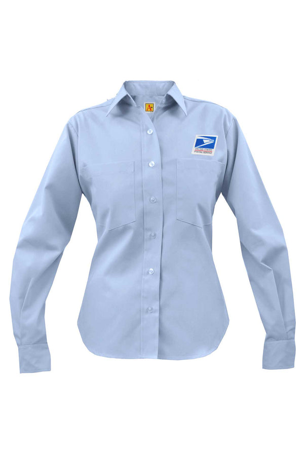 LADIES Long sleeve, pointed collar, 2 pockets, double yoke back, 65% polyester / 35% cotton.