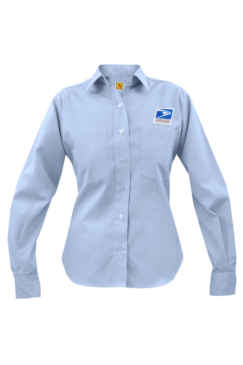 LADIES Long sleeve, pointed collar, 2 pockets, double yoke back, 65% polyester / 35% cotton.