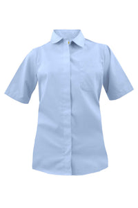 LADIES Postal dress shirt, short sleeve, pointed button down collar with one pocket, 65% polyester/35% cotton.