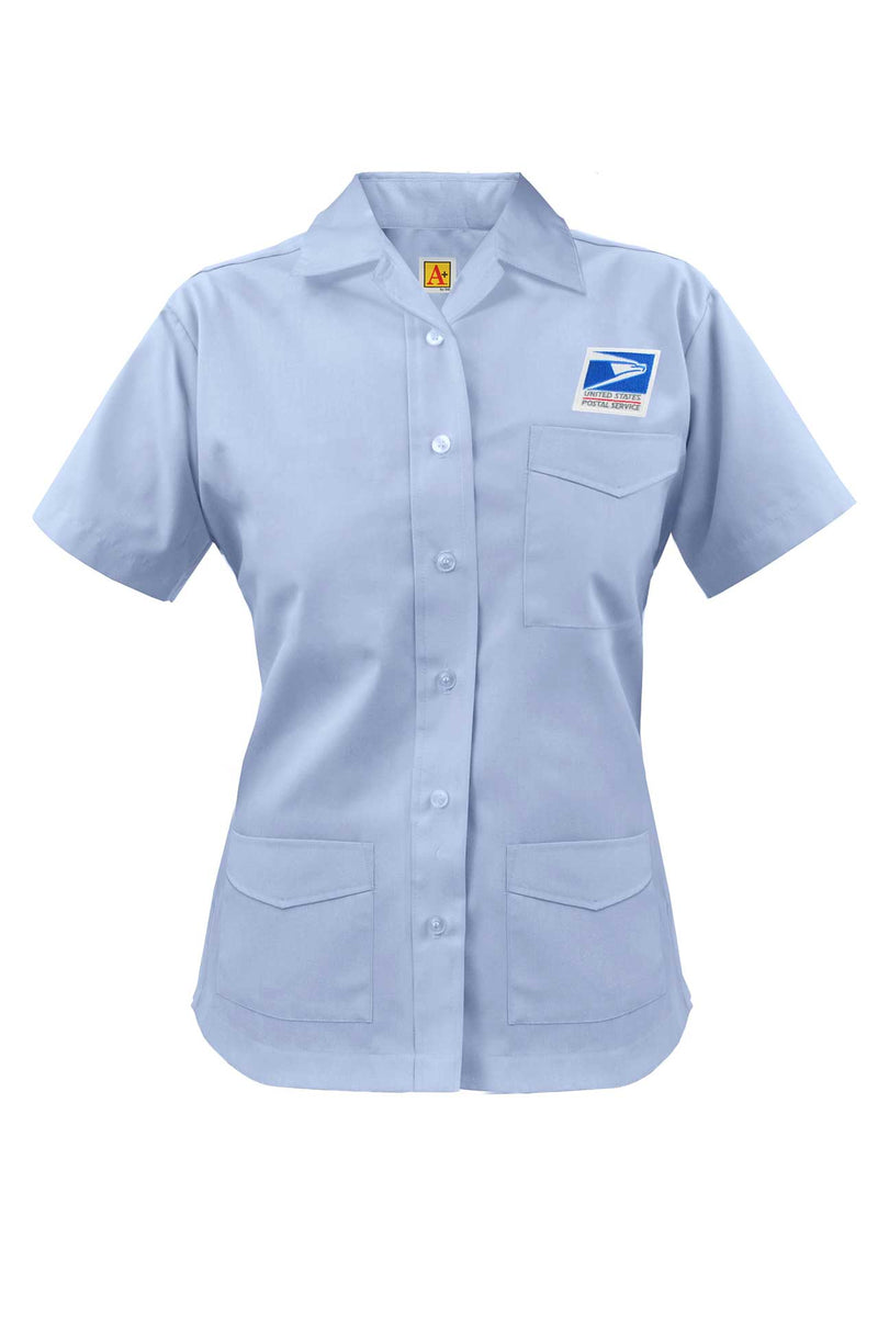 LADIES Letter Carrier shirt jacket, short sleeve, classic collar, patch pockets with side vents,