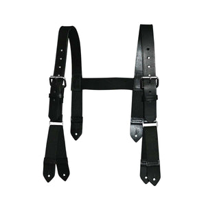 9179 – Leather Firefighter H-back Suspenders for High Back Turnout Gear with Loop Attachment
