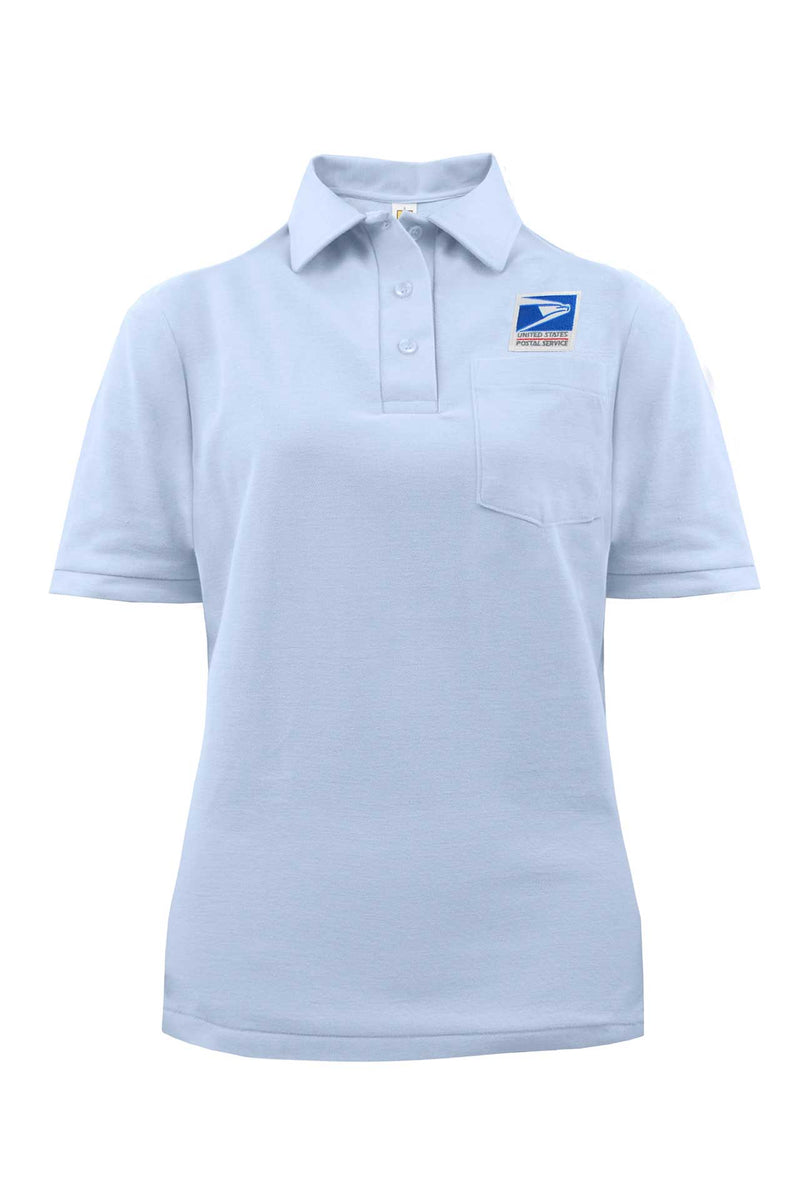 Ladies tall, short sleeve postal pique knit polo with left chest pocket,