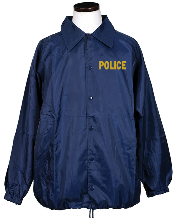 NAVY BLUE WINDBREAKER WITH GOLD POLICE ID