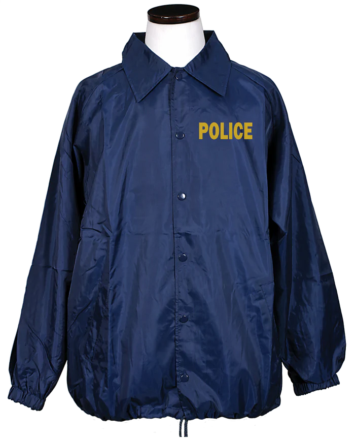 NAVY BLUE WINDBREAKER WITH GOLD POLICE ID