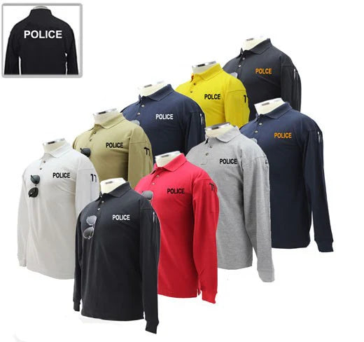 POLICE PRESHRUNK 100% POLYCOTTON TACTICAL LONG SLEEVE POLO SHIRT