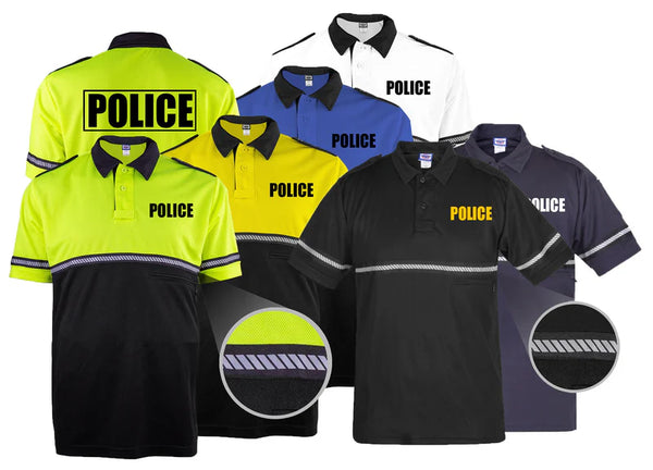 Two Tone Police Bike Patrol Shirt with Zipper Pocket and Hash Stripes