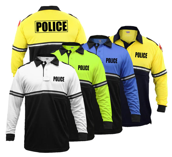 Two Tone Police Long Sleeve Bike Patrol Shirt With Zipper Pocket