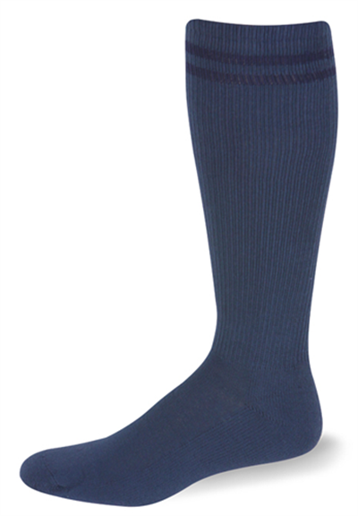 Postal Over The Calf Postal Blue with Navy Blue Stripes Socks