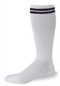 Postal Over The Calf White with Navy Blue Stripes Socks
