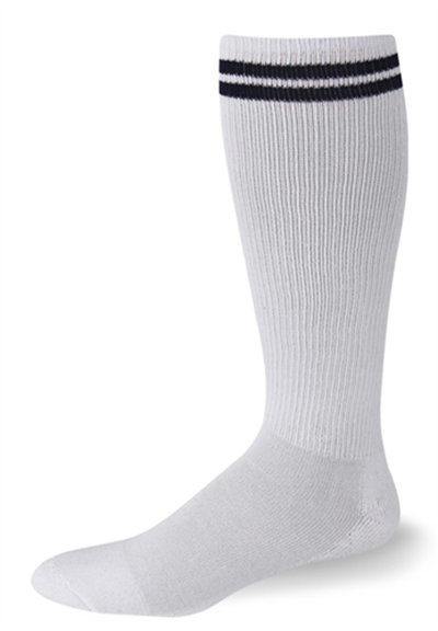 Postal Over The Calf White with Navy Blue Stripes Socks