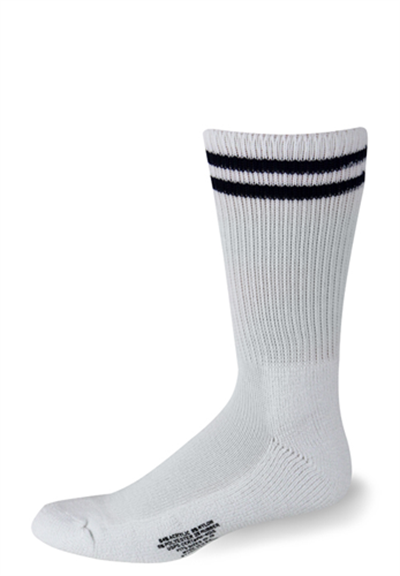 Cushioned White with Navy Blue Stripes Socks