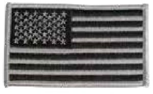 Usa Flag Patch, Reverse, Silver And Black