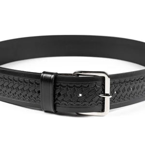 Mens Basket Weave 1.75 Inch Leather Uniform Belt
