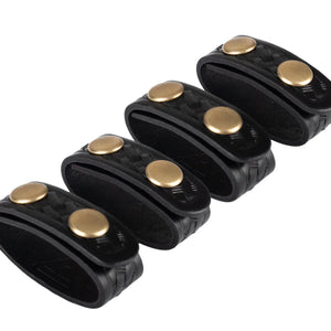 Basket Weave Leather Keepers with Brass Snaps (Set of 4)