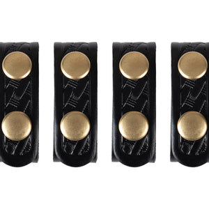 Basket Weave Leather Keepers with Brass Snaps (Set of 4)