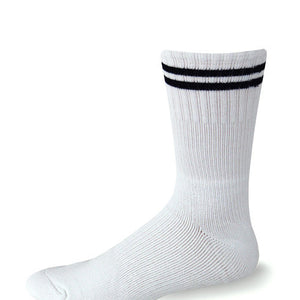Support Postal Crew Socks White with Navy Blue Stripes