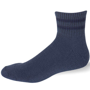 Cushioned Ankle Quarter Blue with Navy Blue Stripes Postal Socks